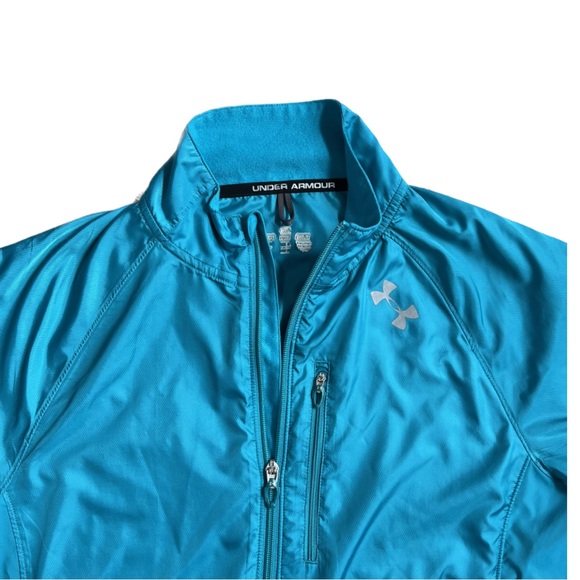 UNDER ARMOUR BRIGHT BLUE WINDBREAKER FULL ZIP JACKET SIZE MEDIUM - Picture 3 of 6